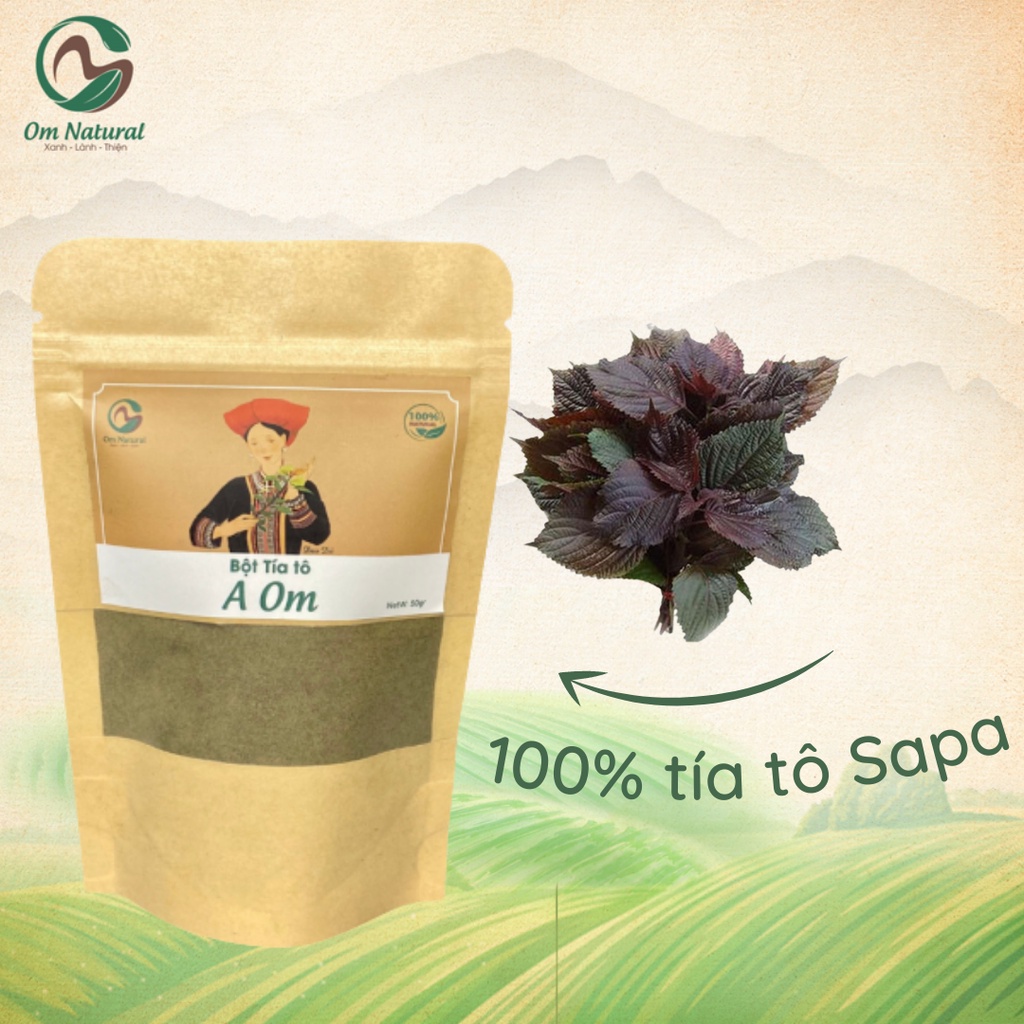 Bột Tía Tô Tím Đắp Mặt Nạ A OM Natural Sấy Lạnh 100% Giúp Sáng Da, Giảm Thâm Nám 50g