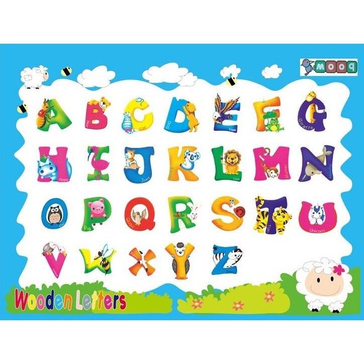 Giấy dán tường hình chữ cáI A-Z dễ thương vui nhộn cho phòng trẻ em