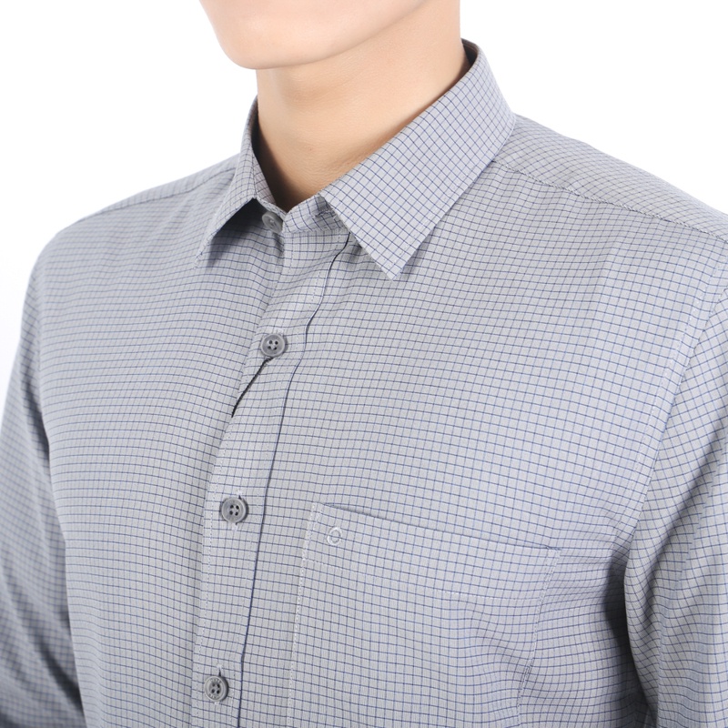 Áo sơ mi dài tay nam Owen Nano Regular Fit màu Ghi trắng - AR23666D