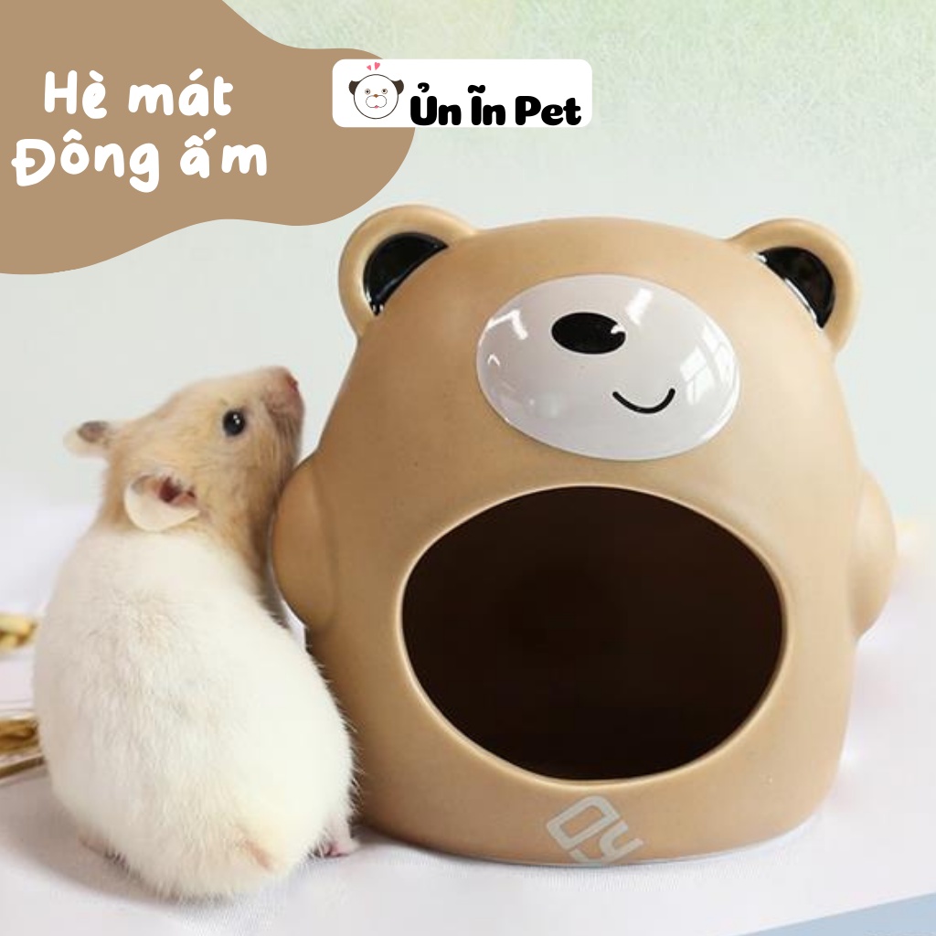 Nhà ngủ sứ hamster, GẤU NÂU siêu mát, dễ thương