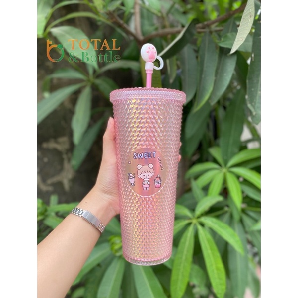 Cốc đựng nước STARBUCK Durian sầu riêng 710ml vỏ sần phiên bản giới hạn tặng kèm ống hút - Total Bottle