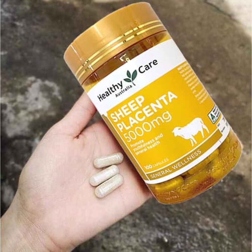 Viên Uống nhau thai cừu Healthy Care Sheep Placenta 5000mg 100 Viên Úc - ĐỦ BILL- BAY AIR