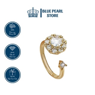 Nhẫn nữ blue pearl nh0008 titan cao cấp mạ vàng 18k, bạc italy 925 mặt xoay độc đáo