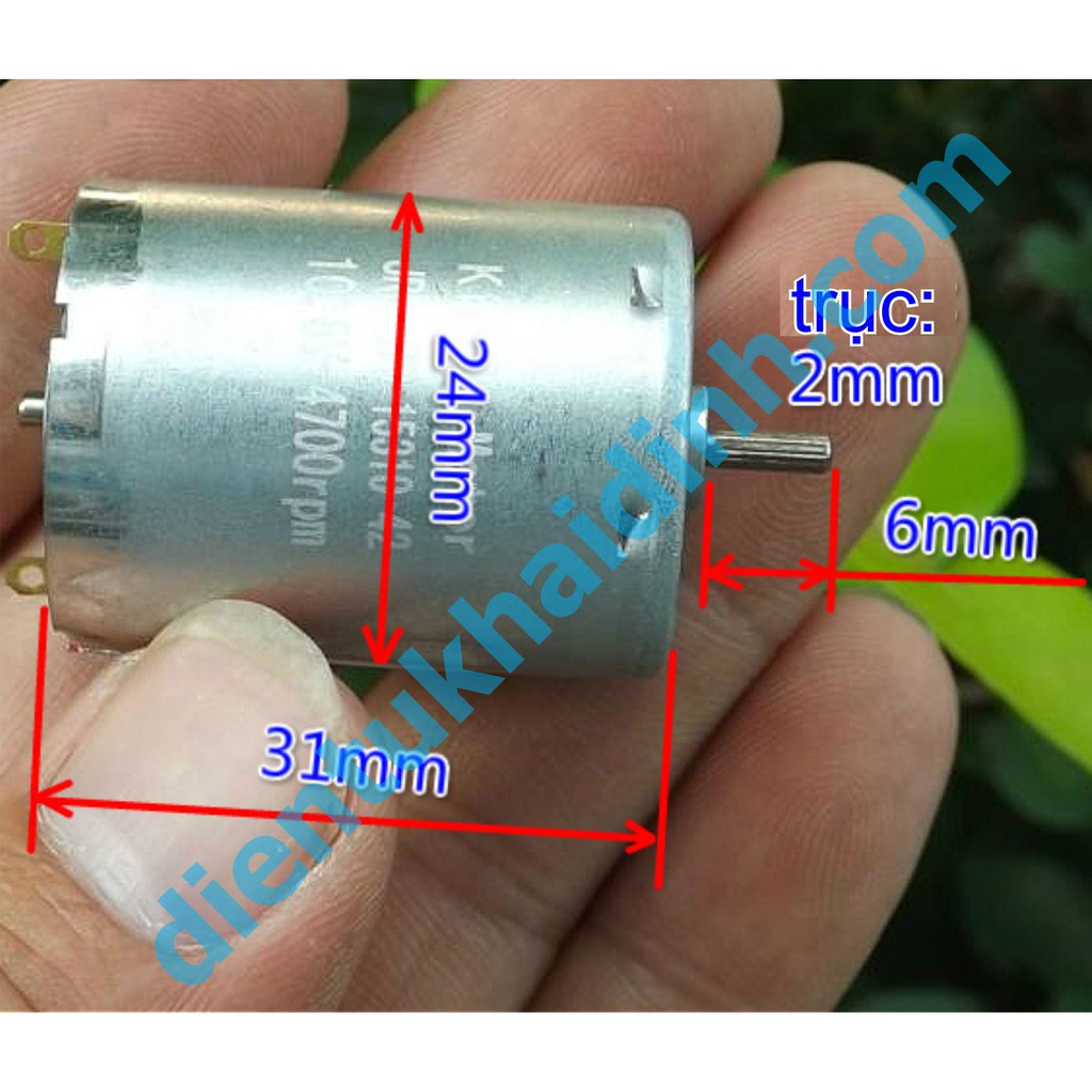 2 cái động cơ DC KingLy 370 6-12VDC 2600-5200v/p trục 2mm kde4583