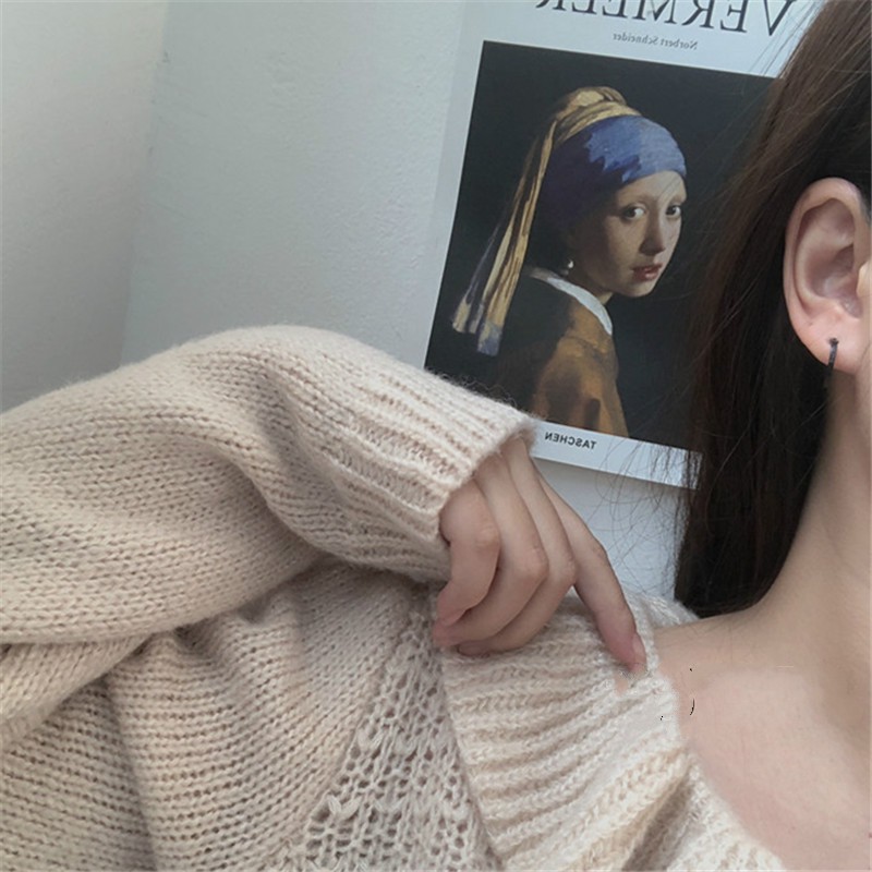 Hoa tai thời trang Hàn Quốc màu đen đơn giản