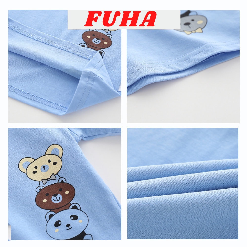Áo thun cho bé FUHA, áo thun dài tay hình Gấu nhiều màu cho bé trai bé gái từ 8kg đến 18kg