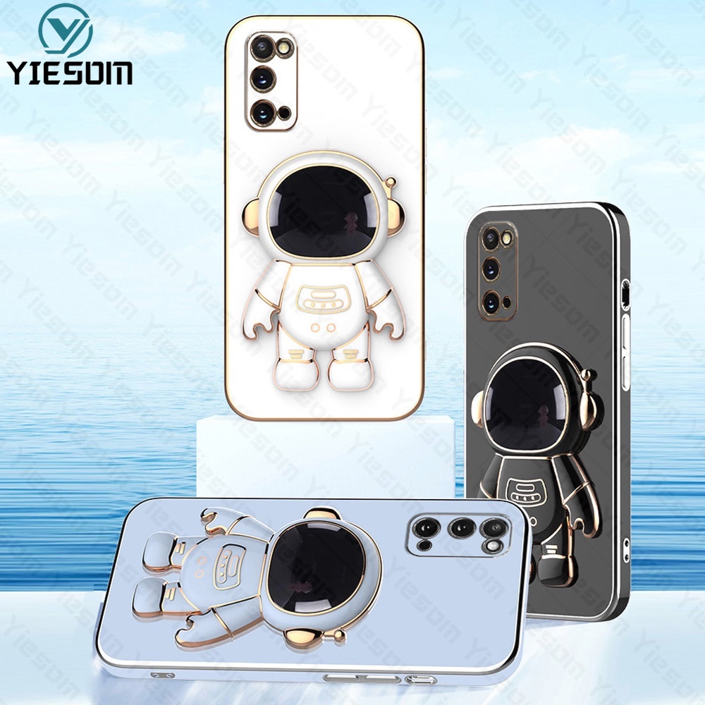 Ốp Điện Thoại Silicon Dẻo Mạ Màu Kèm Giá Đỡ Hình Phi Hành Gia Cho Samsung Galaxy S20 Ultra S20 FE S20 S10 Plus Note 20 Ultra
