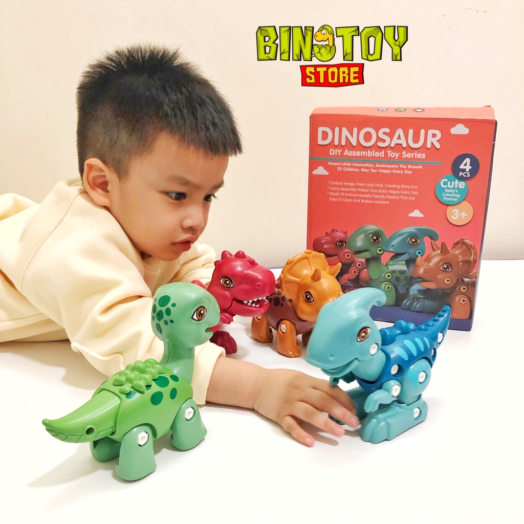 Bộ lắp ráp, mô hình 4 khủng long cao cấp cho bé BINO 047