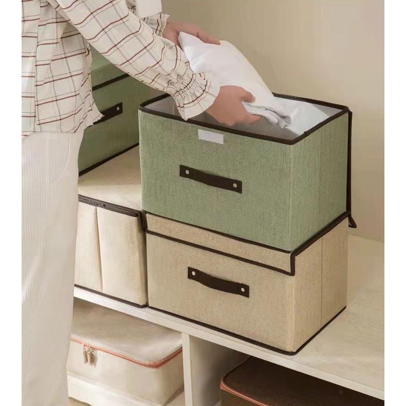 Hộp vải đựng quần áo có nắp 2 size thùng vải đựng đồ có nắp đa năng để đồ cá nhân gấp gọn tiện lợi -Fashinrandy