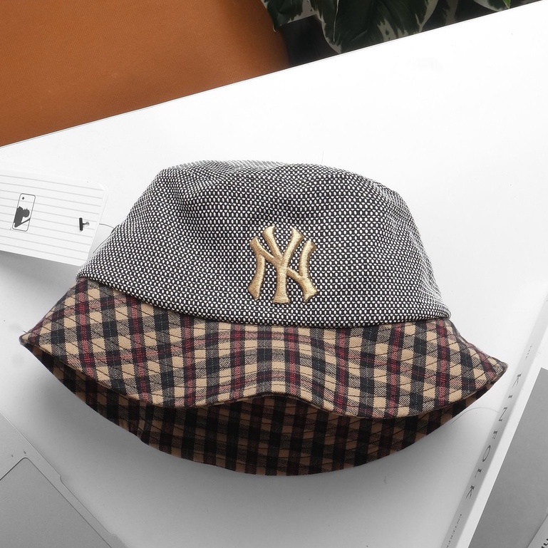 Nón bucket NY MLB Yankee NY012 cực đẹp, chất vải cotton thổ cẩm Hàn Quốc cao cấp màu đen trắng logo in thêu