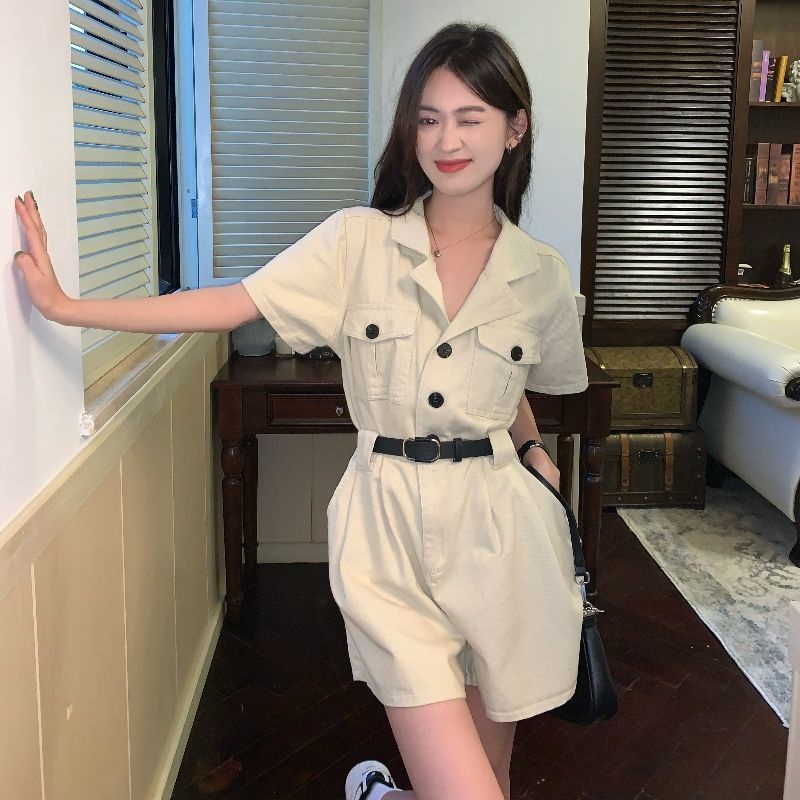 Áo liền quần Ngắn Tay Cổ Vuông Phong Cách Hàn Quốc Cho Nữ