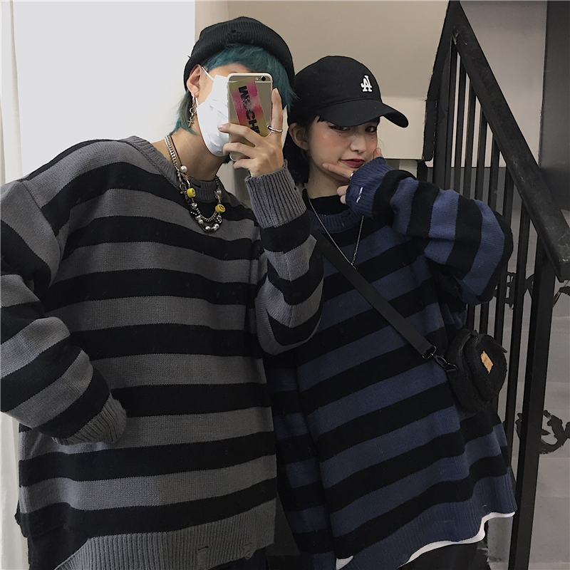 Áo Sweater Kẻ Sọc Phong Cách Retro Hàn Quốc Dễ Phối Đồ | BigBuy360 - bigbuy360.vn