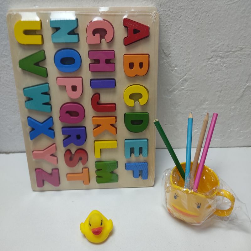 Bảng ghép hình chữ cái tiếng Việt - tiếng Anh loại gỗ dày cho bé 2 tuổi 3 tuổi có cả chữ in hoa và in thường