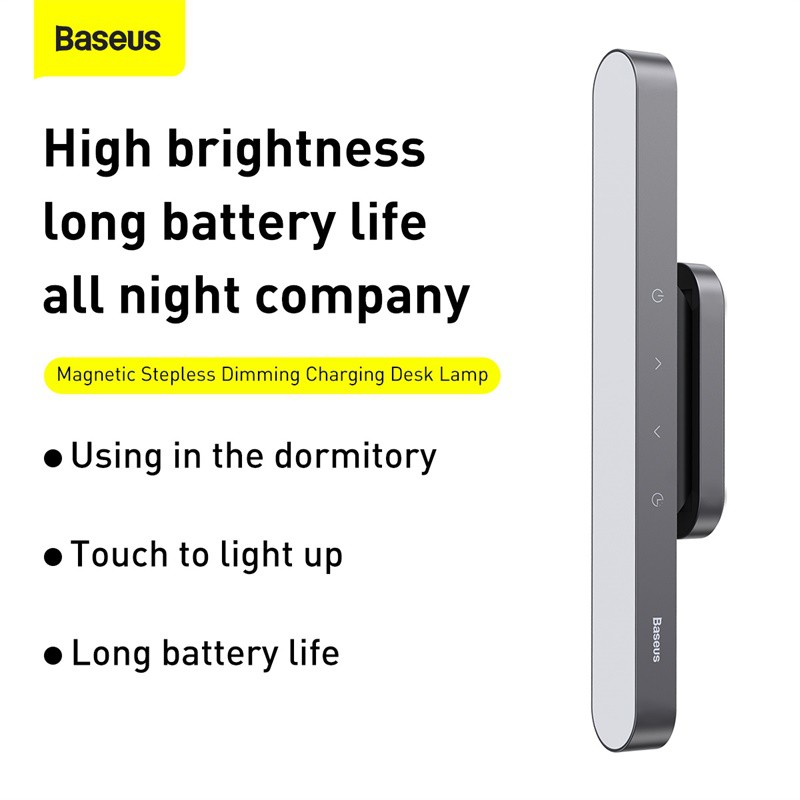 Đèn LED Baseus có đế nam châm có thể sạc lại dành cho để bàn phòng ngủ/ nhà bếp/ ký túc xá
