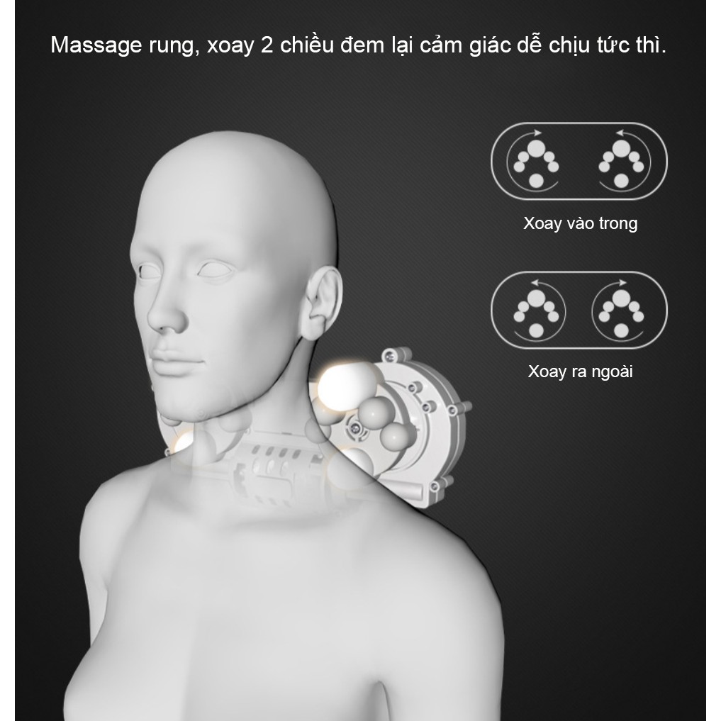 Gối Massage Hồng Ngoại Kép Trị Liệu Kết Hợp Thảo Dược RULAX, Chất liệu Da Pu Cao Cấp RL-04 | BH 12 tháng |