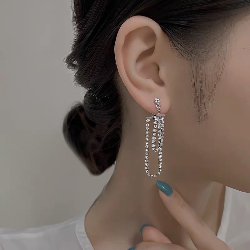 Bông tai dải đá đeo 2 kiểu