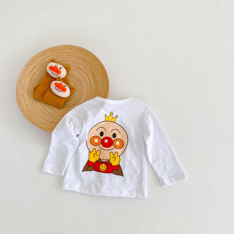 Áo Sơ Mi Cotton Tay Dài Kiểu Hoạt Hình Xinh Xắn Đáng Yêu Cho Bé 0-3 Tuổi