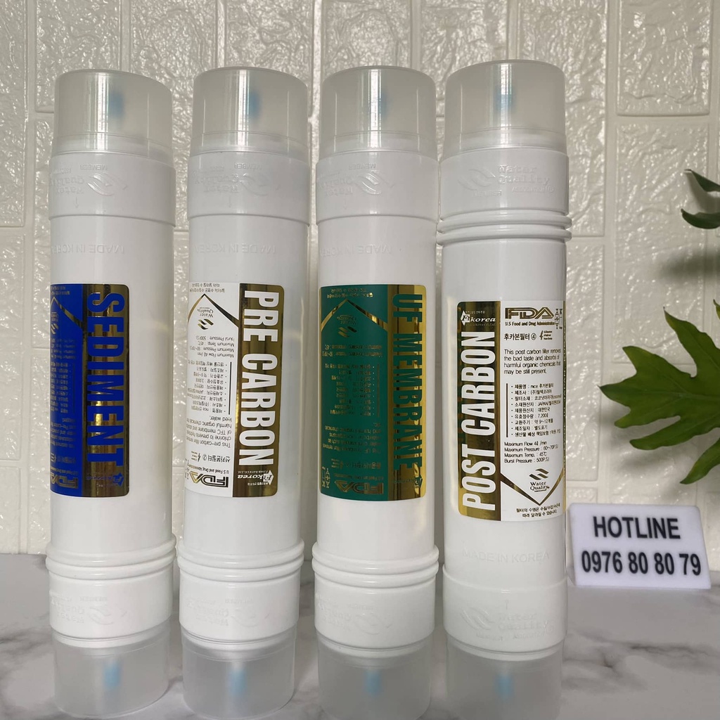 Lõi lọc Hàn Quốc 1234 - Lõi 1,2,3,4 Korea - Lõi Sediment, Pre Carbon, UF, Post Carbon cho máy nóng lạnh Hàn Quốc