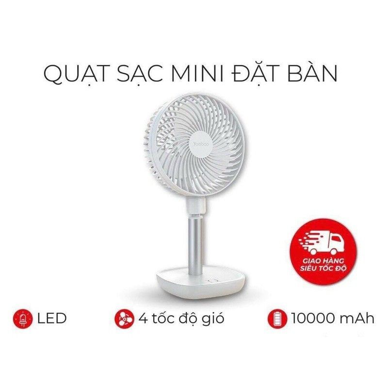 Quạt Sạc mini để bàn Yoobao F1 10000mAh Hàng Chính Hãng