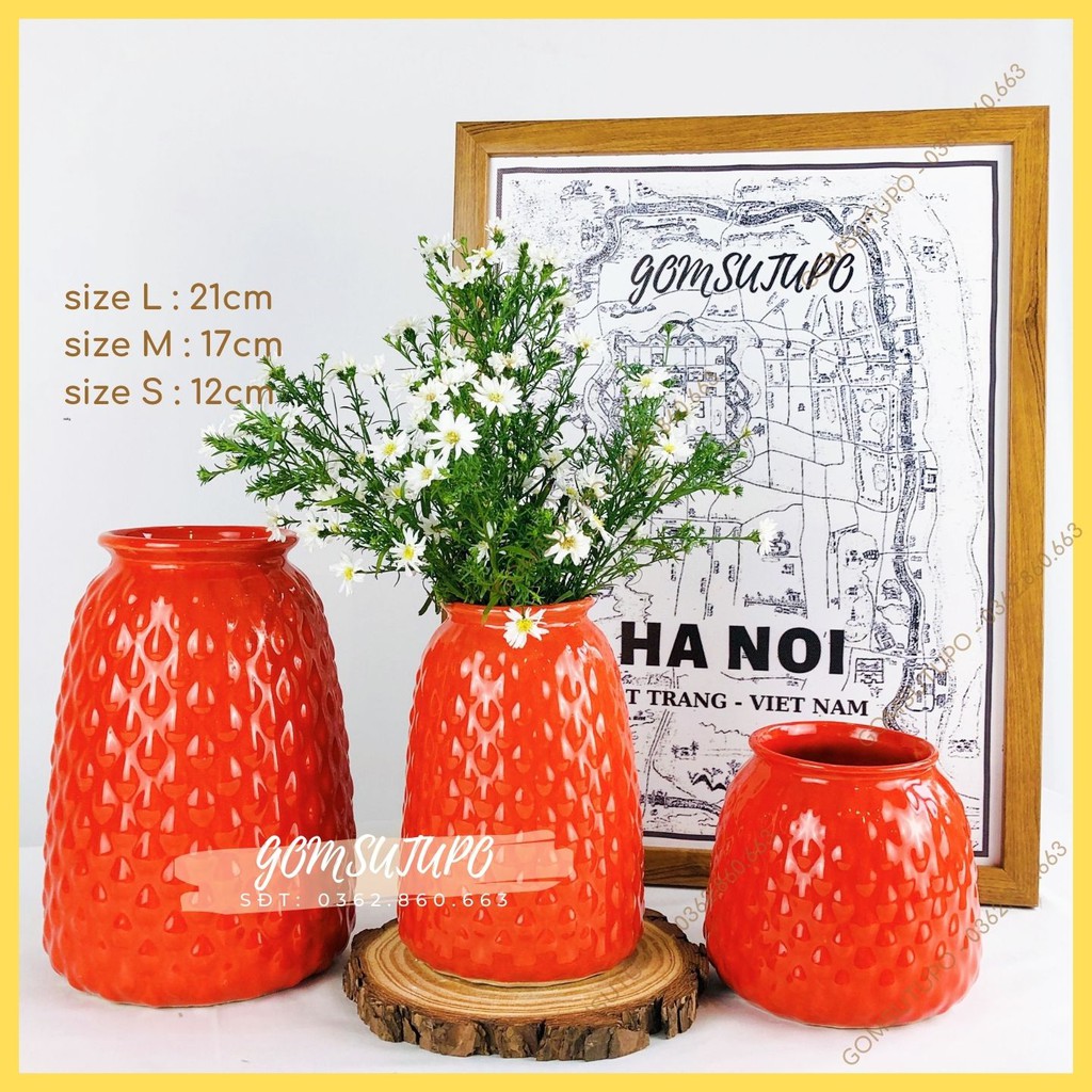 Lọ Hoa Pastel - Dáng Dứa - Gốm Sứ Bát Tràng - Bình Hoa Trang Trí - Decor Nội Thất