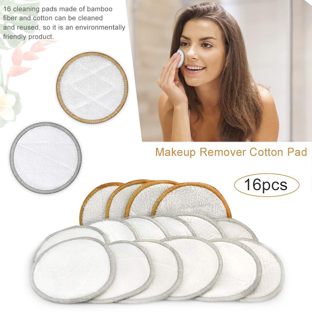 💍MELODG💍 For All Skin Types Facial Cleansing Pad Skin Care Face Wipes Makeup Remover Pads Reusable Hot Beauty Tools Washable Bamboo Cotton/16Pcs/lot