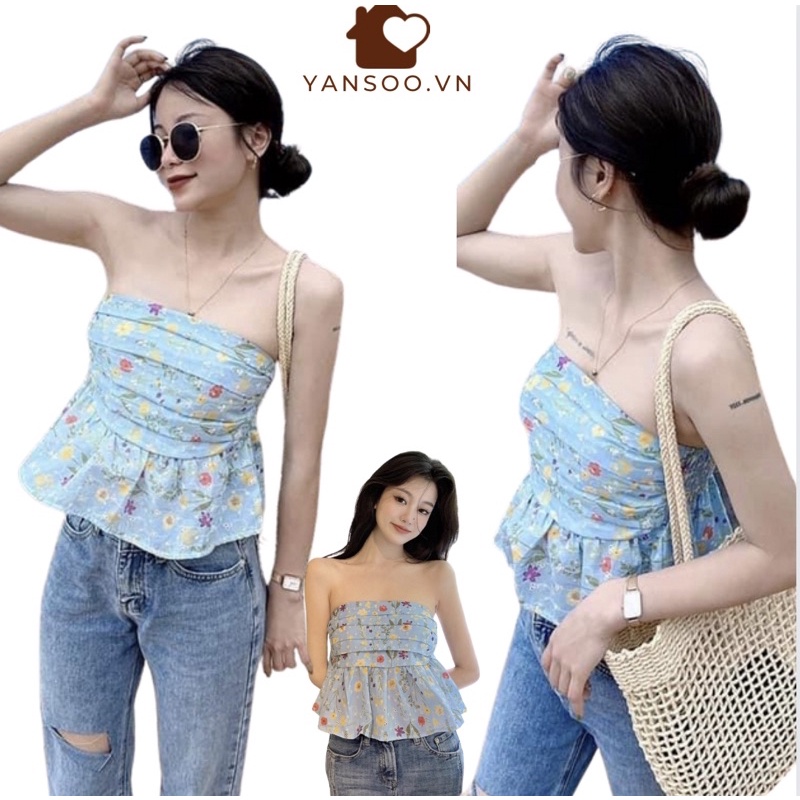 Áo quây hoa nhí croptop đi biển cực cá tính , hàng quảng châu cao cấp by YANSOO