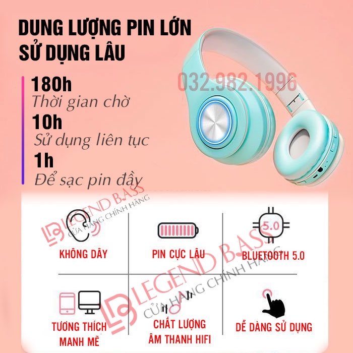 Tai Nghe Bluetooth Chụp Tai Không Dây Gaming Có Mic Âm Thanh Nổi Hifi Headphone Gaming Bluetooth Âm Bass Mạnh Mẽ