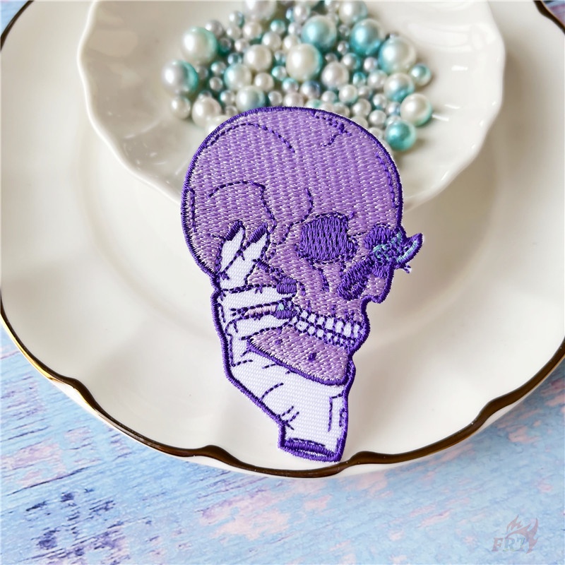 ☸ Sticker Ủi Thêu Hình Đầu Lâu Phong Cách Punk ☸ 1 Sticker Ủi Thêu Hình Huy Hiệu