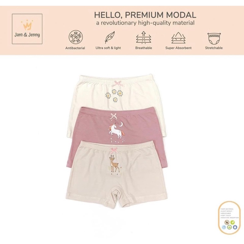 Set 3 quần Chíp đùi modal  cho Bé gái