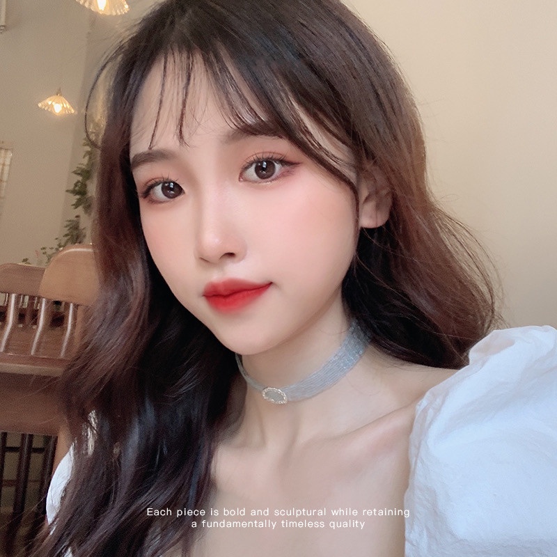 Vòng Cổ Choker Mặt Tròn Đính Đá Phong Cách Hàn Quốc