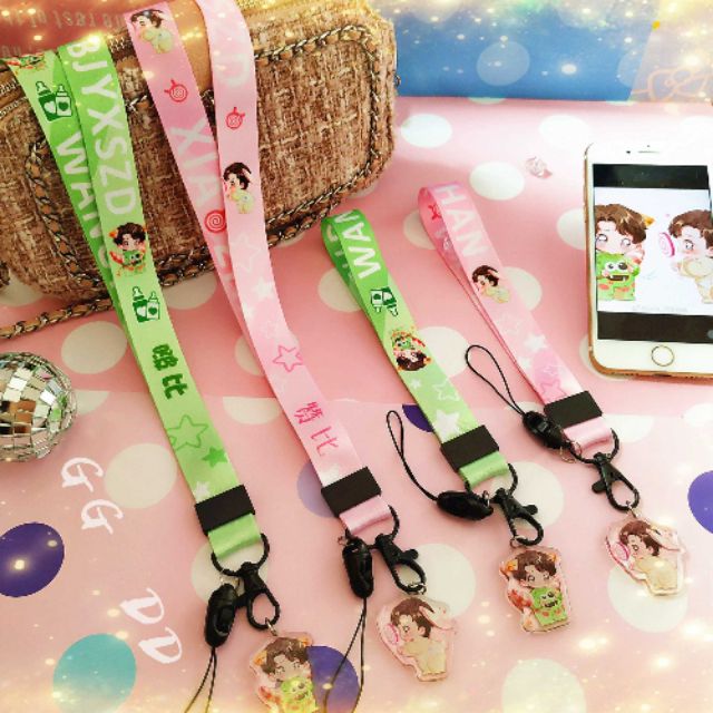 CÓ SẴN BÁC DÀI NGẮN | Strap dây treo điện thoại móc khoá Vương Nhất Bác, Tiêu Chiến chibi Thailand's hồng lục