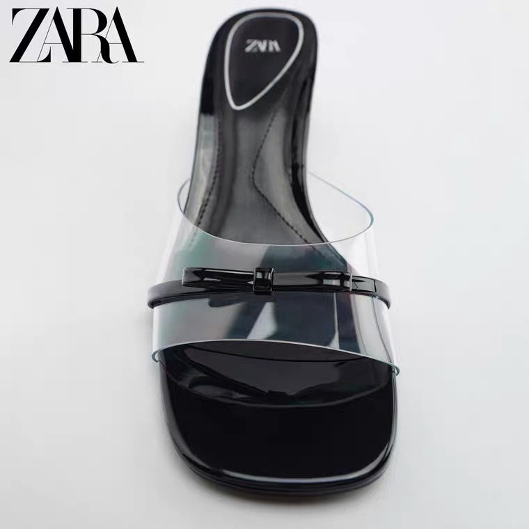 Giày Cao Gót Zara 2022 Quai Trong Suốt Thắt Nơ Xinh Xắn Thời Trang Hè Cho Nữ
