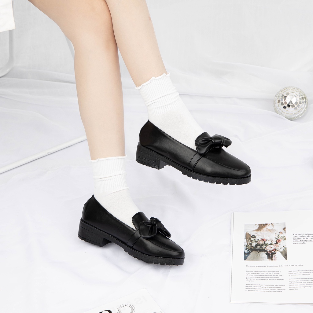 Giày MWC H001 - Giày Oxford Đế 3CM, Oxford Da Đính Nơ Phong Cách Ulzzang Hàn Quốc