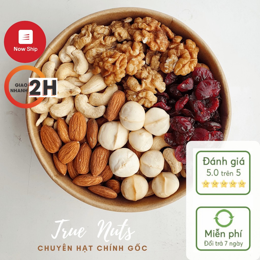 Mixnuts Nam Việt Quất Và 4 Loại Hạt (Macca, Điều, Hạnh nhân, Óc chó)- Granola Siêu Hạt - Ăn Vặt Mẹ Bầu