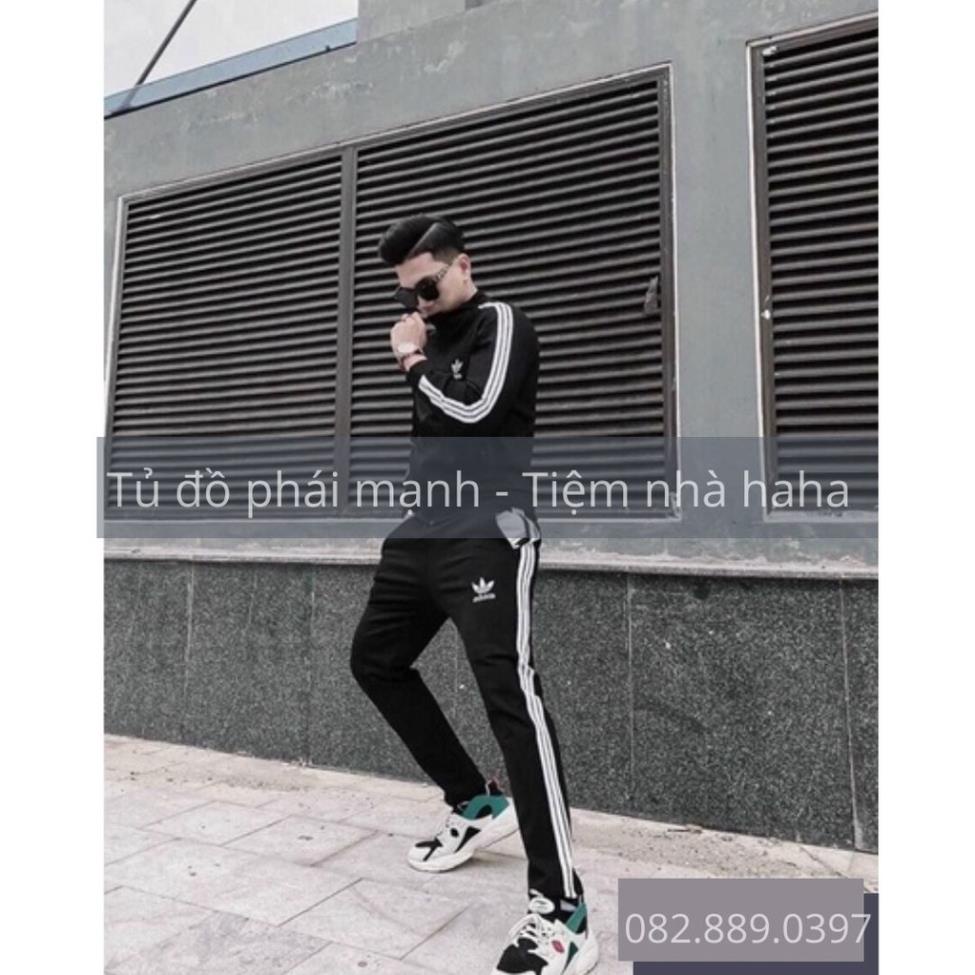 SALE Bộ thể thao đen sọc trắng adi das, đồ bộ nam nữ, thời trang unisex - Tiệm nhà haha (B70)