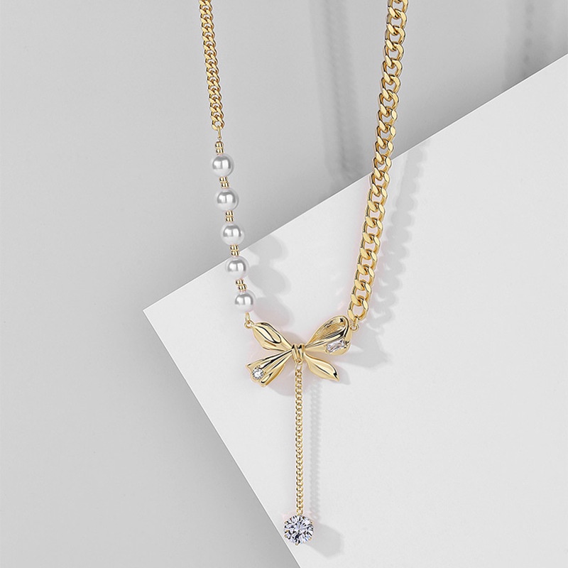 Vòng cổ Sợi Xích Phối Ngọc Trai Sang Trọng Thời Trang Cho Nữ