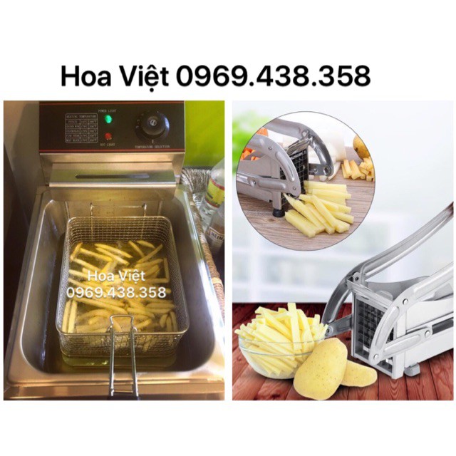 Bếp chiên nhúng điện + máy cắt khoai tây 2 cỡ dao [Hà Nội]