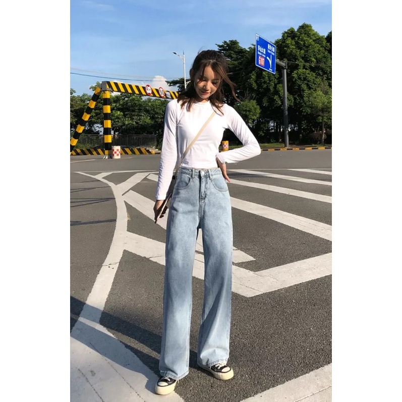 Quần jean bò ống rộng suông xuông nữ hàng Quảng Châu phong cách Hàn Quốc sành điệu style năm 2022 SKShop22 | BigBuy360 - bigbuy360.vn