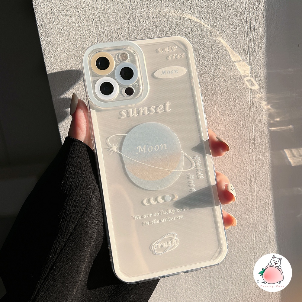 Ốp điện thoại TPU mềm họa tiết hoàng hôn trên mặt trăng thời trang cho iPhone 13 11 12 Pro Max X Xs Max Xr 7 8 Plus