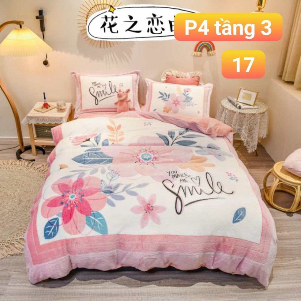 ( Hàng chuẩn loại 1 ) Bộ chăn ga gối nỉ nhung tuyết mịn cao cấp 5D nhiều màu( chát chọn mẫu)