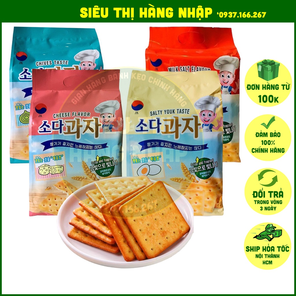 [4 vị] Bánh quy lạt soda cracker ăn kiêng healthy JK Hàn Quốc 420g phù hợp người tiểu đường