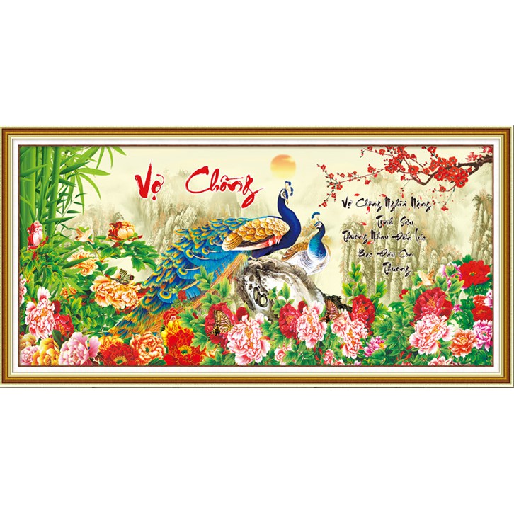 Tranh Đính Đá VỢ CHỒNG (ĐÁ ABC CAO CẤP). Kích Thước: 1m20 x 60cm