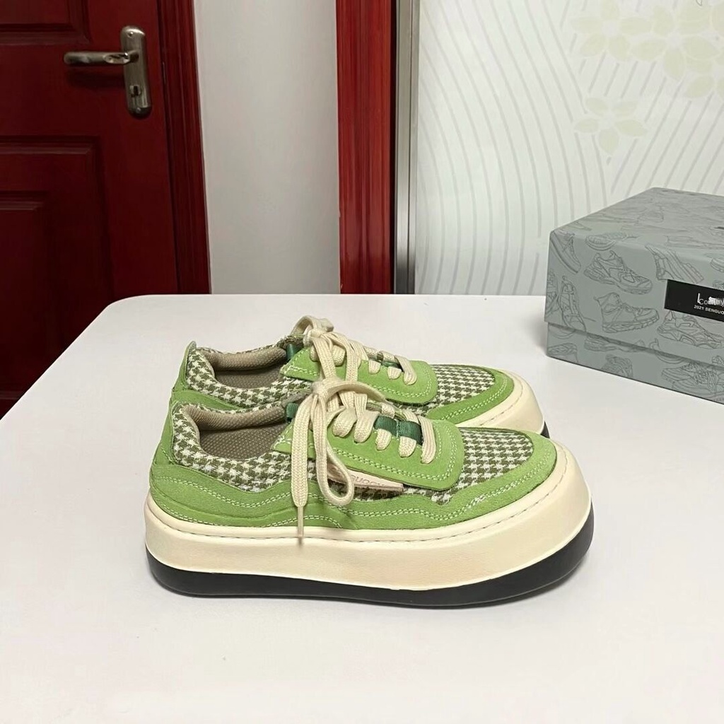 Giày Thể Thao Đế Dày Màu Xanh Matcha Thời Trang Thu Đông Cho Nữ 35-40