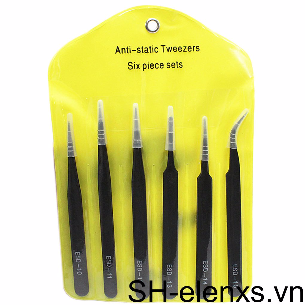 Set 6 Nhíp Nhổ Lông Mày / Lông Mi Bằng Thép Không Gỉ Chống Tĩnh Điện