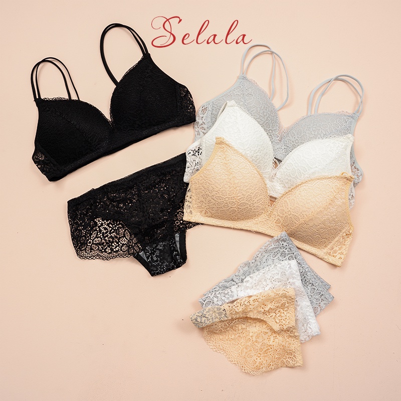 Bộ Đồ Lót Nữ Ren Selala Nâng Ngực Tự Nhiên, Mềm Mỏng Siêu Nhẹ SET01