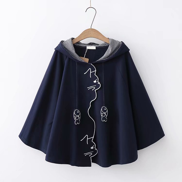 Áo choàng Cotton mềm mại có mũ trùm đầu thêu họa tiết hoạt hình phong cách Nhật Bản | BigBuy360 - bigbuy360.vn
