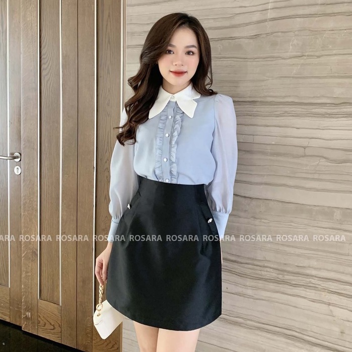 Áo Sơ Mi Phối Ren Nơ Cách Điệu Thời Trang Nữ Công Sở Rosara SM206