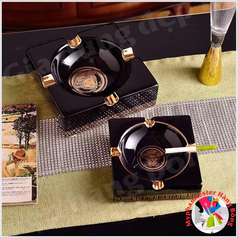 (HÀNG ĐẸP) Gạt tàn thuốc lá sứ Versace đen trắng cao cấp