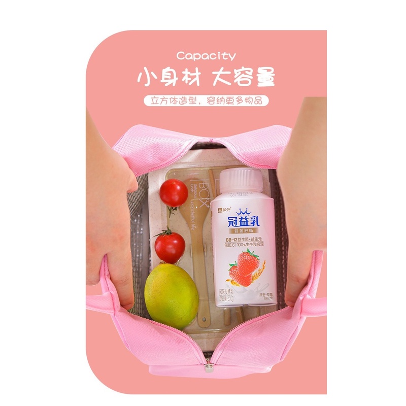 Túi đựng hộp cơm trưa bằng vải canvas chống thấm nước họa tiết hoạt hình dễ thương
