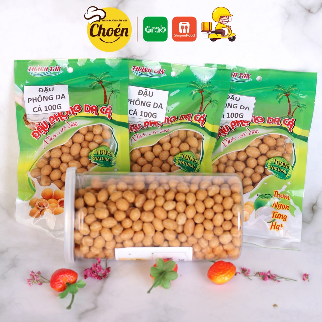 Đậu Phộng Da Cá Nước Cốt Dừa gói 50g và Lon 500g Giòn Ngon Chuẩn Hàng Loại 1 Choen52